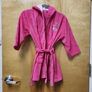 Nautica Bath Pool swim robe Flamingo Applique 100% cotton hooded Size 10/12